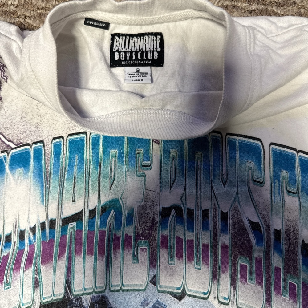 Billionaire Boys Club White and Teal Graphic Tee